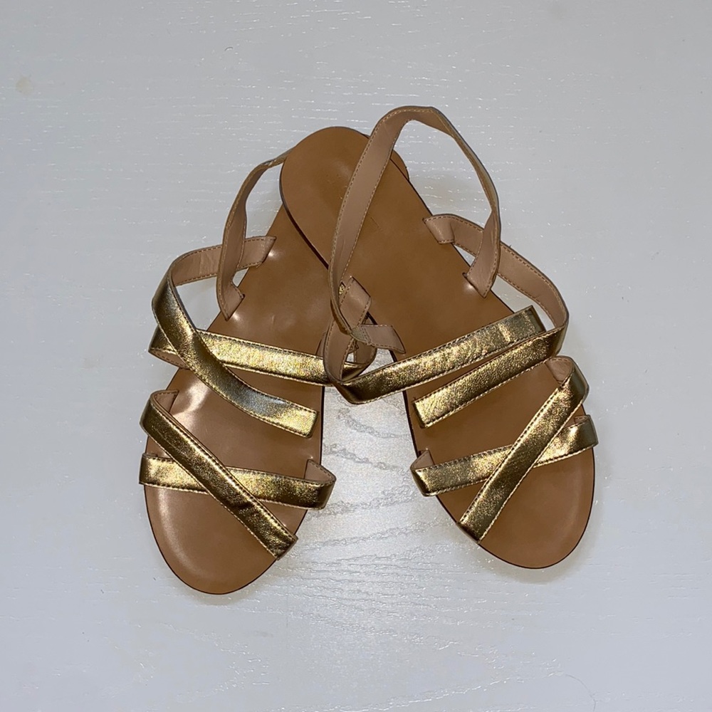 J.Crew Cross Strap Gold Sandals